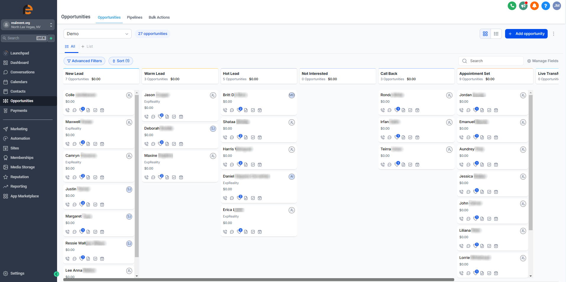 Realevent CRM Pipeline